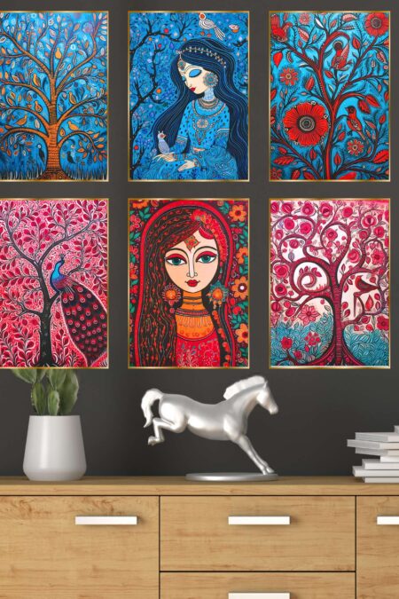 Set of Six Wall Paintings for Wall Dacoration Golden Framed Wall Paintings for Living Room & Bedroom Wall Art for Home Decoration & Office Wall Décor (17x13 inch CH-GD6-1)