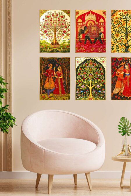 Set of Six Wall Paintings for Wall Dacoration Golden Framed Wall Paintings for Living Room & Bedroom Wall Art for Home Decoration & Office Wall Décor (17x13 inch CH-GD6-10)